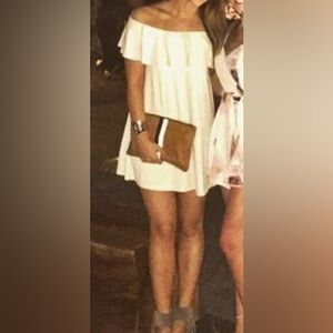 Susana Monaco Cream Off-Shoulder dress